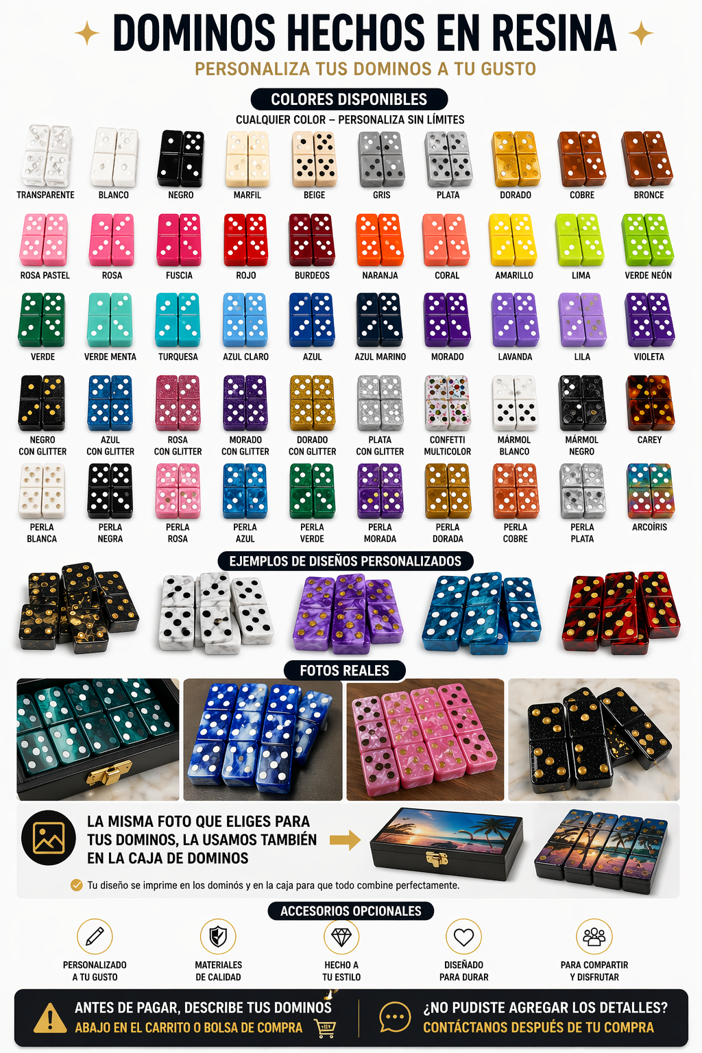 Dominos Grandes/ Caja Personalizable